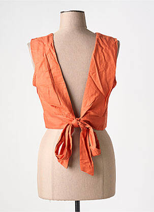 Top coupe cintrée sans manche orange THE KORNER femme