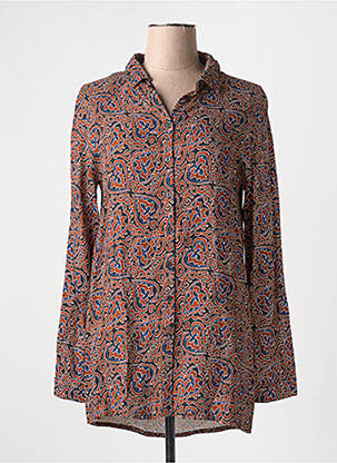Chemisier tissage crêpe manches longues marron DIPLODOCUS femme
