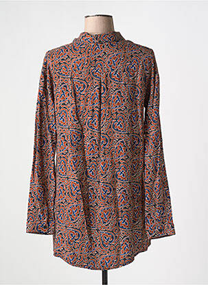 Chemisier tissage crêpe manches longues marron DIPLODOCUS femme