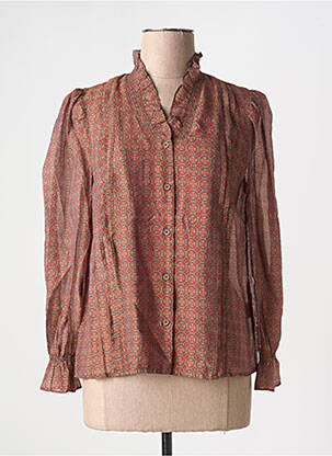 Chemisier imprimé fantaisie manches longues marron THE KORNER femme