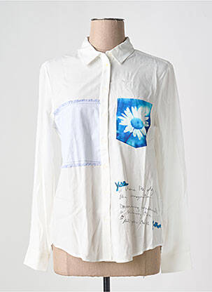 Chemisier coupe cintrée manches longues blanc DESIGUAL femme
