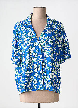 Chemisier manches courtes manches courtes bleu TEDDY SMITH femme