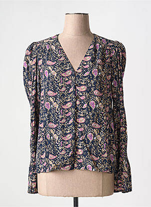 Chemisier coupe cintrée manches longues bleu FREEMAN T.PORTER femme
