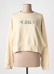 Sweat-shirt sérigraphie floquée manches longues beige SCHOOL RAG femme