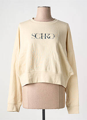 Sweat-shirt sérigraphie floquée manches longues beige SCHOOL RAG femme