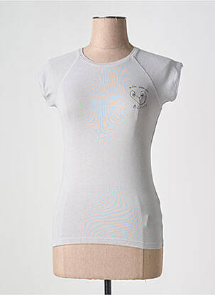 T-shirt sérigraphie floquée manches courtes gris DESIGUAL femme