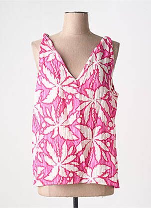 Top imprimé fantaisie sans manche rose LILI SIDONIO femme