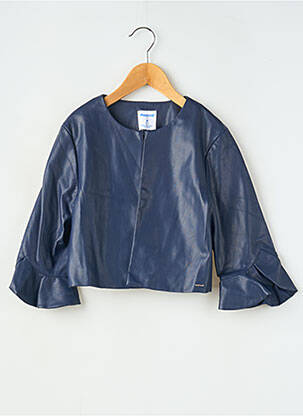 Veste simili cuir coupe droite bleu MAYORAL fille