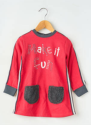 Robe mi-longue col rond manches longues rouge BOBOLI fille