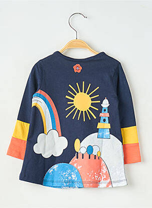 Robe mi-longue col rond manches longues bleu BOBOLI fille