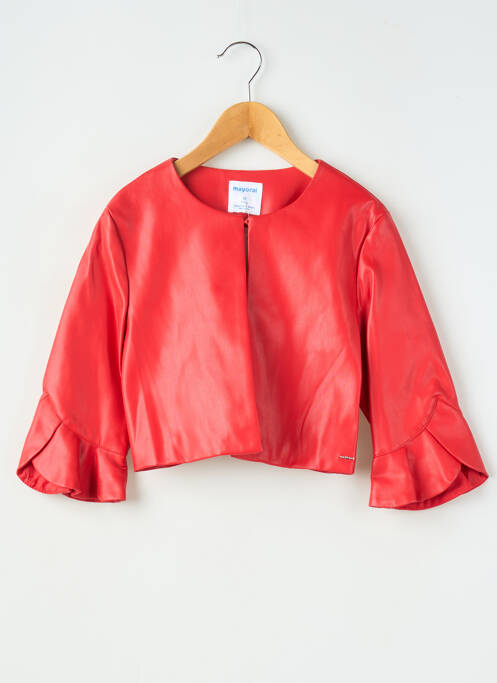 Veste simili cuir coupe droite rouge MAYORAL fille