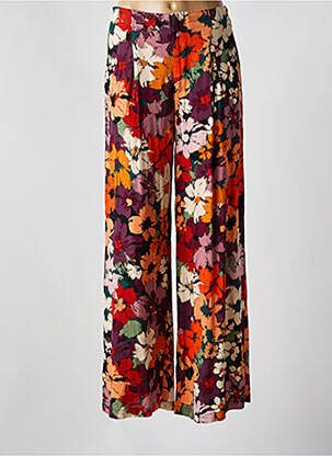 Pantalon droit tissage popeline taille normale violet ORFEO femme