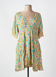 Robe mi-longue imprimé fleurs manches courtes vert THE KORNER femme