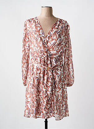 Robe mi-longue imprimé fantaisie manches longues marron MAELLE femme