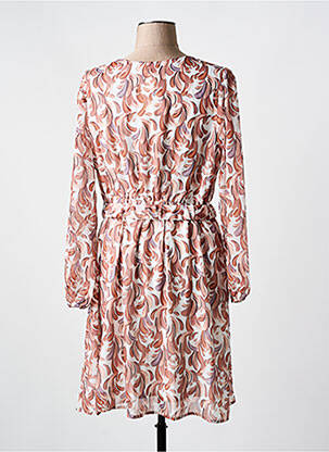 Robe mi-longue coupe fluide manches longues marron MAELLE femme