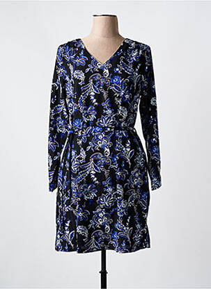 Robe mi-longue imprimé fantaisie manches longues noir BY ONE femme