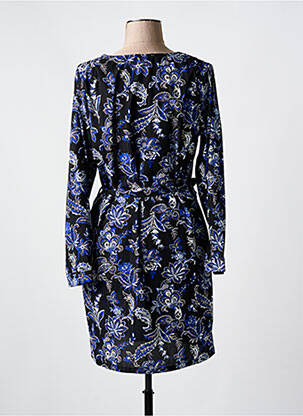 Robe mi-longue imprimé fantaisie manches longues noir BY ONE femme