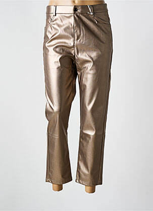 Pantalon 7/8 fermeture zippée sous rabat boutonné or GRACIELA femme