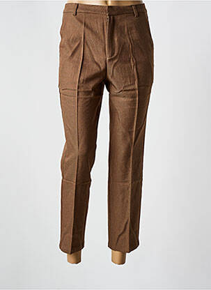 Pantalon 7/8 fermeture zippée sous rabat boutonné marron SARAH JOHN femme