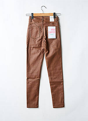 Pantalon slim fermeture zippée sous rabat boutonné marron NINA CARTER femme