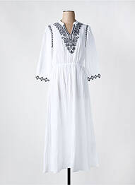 Robe longue col v manches 3/4 blanc C'EST BEAU LA VIE femme