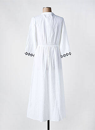 Robe longue col v manches 3/4 blanc C'EST BEAU LA VIE femme