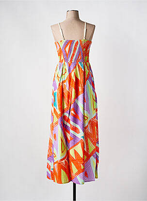 Robe longue imprimé fantaisie sans manche orange CREAM femme