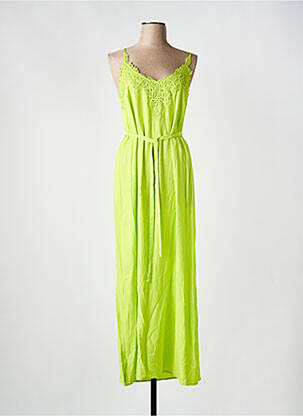 Robe longue manches bretelles ajustables fines bretelles vert CREAM femme