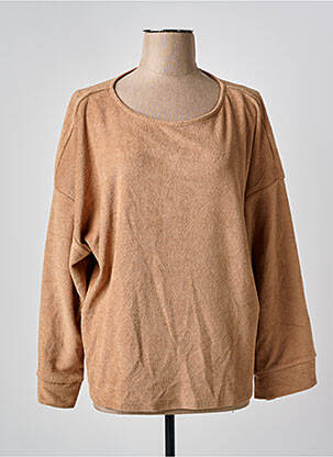 Pull coupe droite manches longues marron CREAM femme