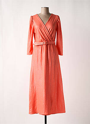 Robe longue tissage crêpe manches 3/4 orange DIVA & DESS femme