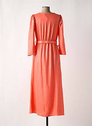 Robe longue tissage crêpe manches 3/4 orange DIVA & DESS femme