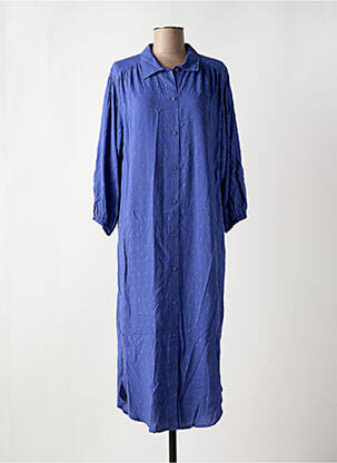 Robe mi-longue coupe fluide manches longues bleu LOLA ESPELETA femme