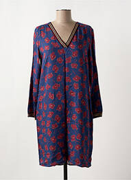 Robe mi-longue imprimé fleurs manches longues bleu LE PETIT BAIGNEUR femme