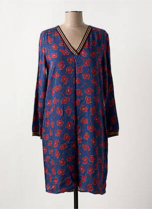 Robe mi-longue imprimé fleurs manches longues bleu LE PETIT BAIGNEUR femme