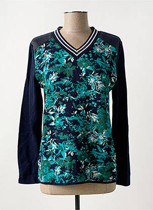 Pull coupe cintrée manches longues bleu GRIFFON femme