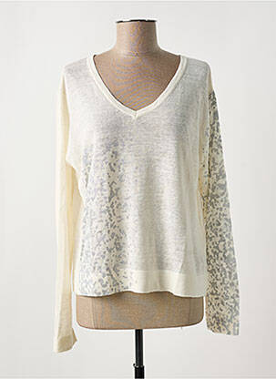 Pull coupe cintrée manches longues beige ESTHEME femme