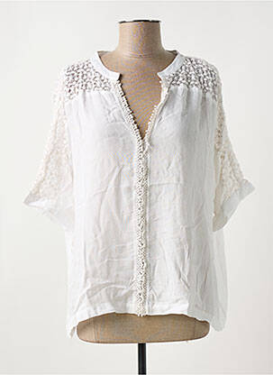 Blouse tissage popeline manches 3/4 beige SMASH WEAR femme