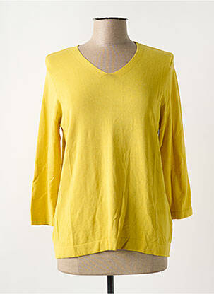 Pull col v manches 3/4 jaune TRIPODE femme