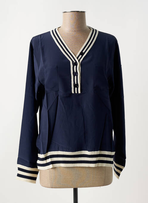 Blouse manches longues manches longues bleu ESTHEME femme