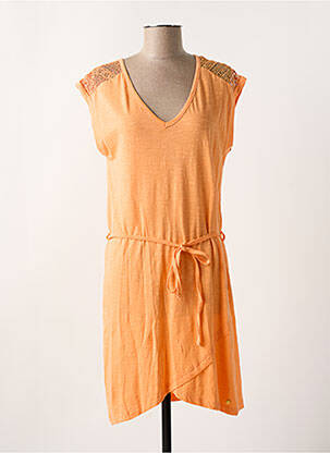 Robe mi-longue manches courtes manches courtes orange DEELUXE femme