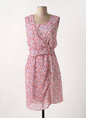 Robe mi-longue imprimé fleurs sans manche rouge CHATTAWAK femme