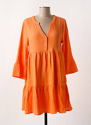 Robe courte manches 3/4 manches 3/4 orange DEELUXE femme