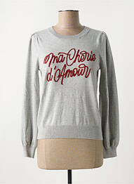 Pull tissage chiné manches longues gris DEELUXE femme