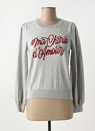 Pull tissage chiné manches longues gris DEELUXE femme