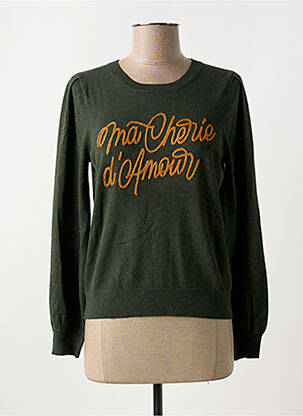 Pull tissage chiné manches longues vert DEELUXE femme