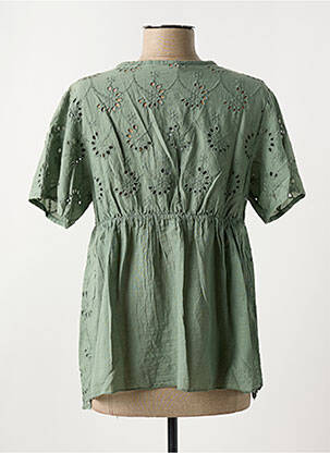 Blouse tissage popeline manches courtes vert DONA LISA femme