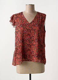 Blouse légère et transparente sans manche marron CHATTAWAK femme
