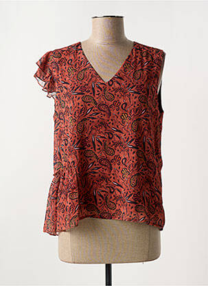 Blouse imprimé fleurs sans manche marron CHATTAWAK femme