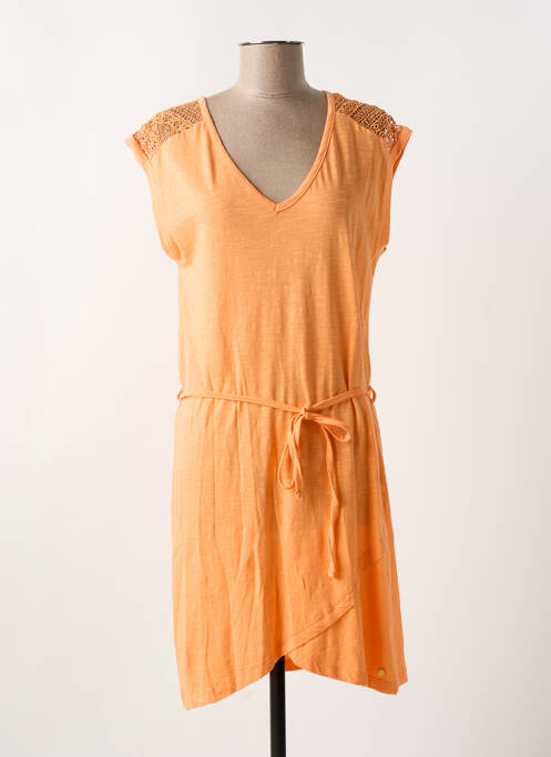 Robe mi-longue manches courtes manches courtes orange DEELUXE femme