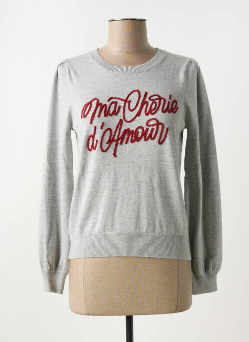 Pull tissage chiné manches longues gris DEELUXE femme